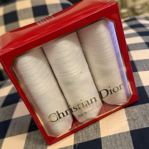 Dior Other - Dior Monsieur White Handkerchief Set of 3. All cotton. Hand rolled.